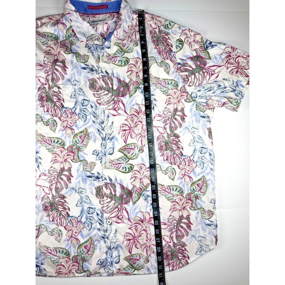 Tommy Bahama Extra Large Reverse Print Camp Shirt Tencel Cotton Tropical Leaf - Picture 9 of 13